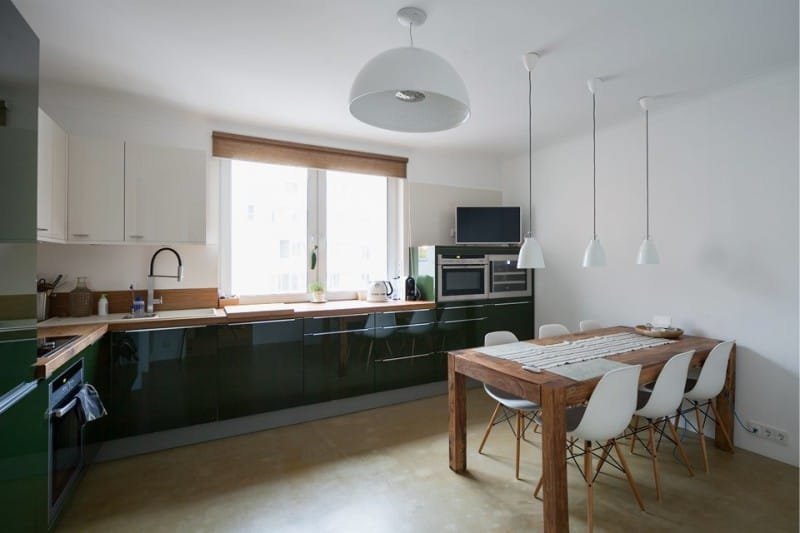 Пример освещения на кухне в стиле минимализм