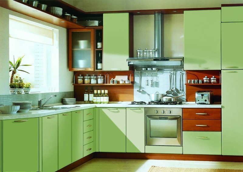 Духовой шкаф, подобранный по цвету к интерьеру кухни