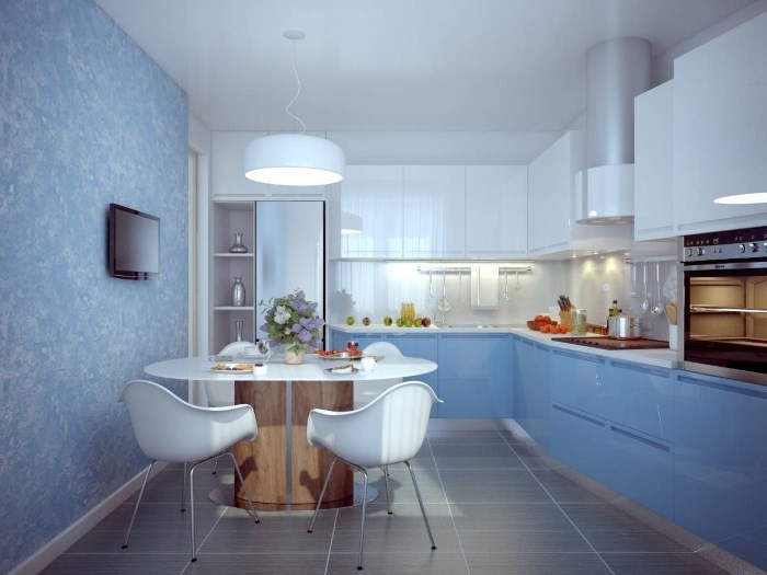 Голубой цвет кухни