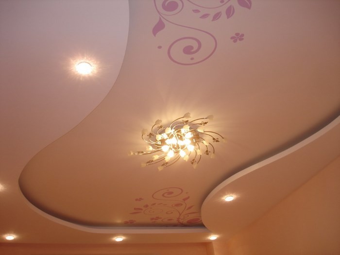 Вариант подсветки двухуровневого потолка