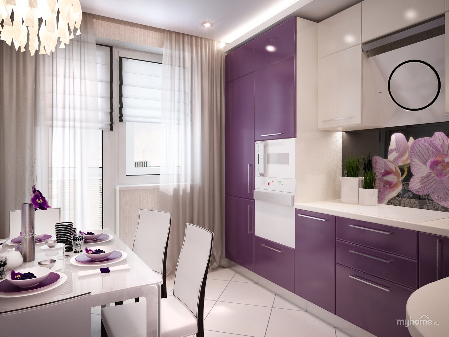 Ремонт кухни 12 кв. Кухня в сиреневых тонах. Красивые современные кухни. Кухня в фиолетовых тонах. Фиолетовая кухня в интерьере.
