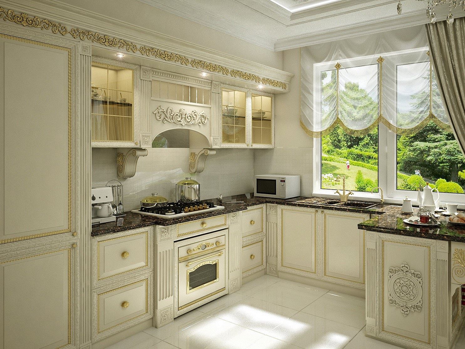 Угловые кухни в классическом стиле фото
