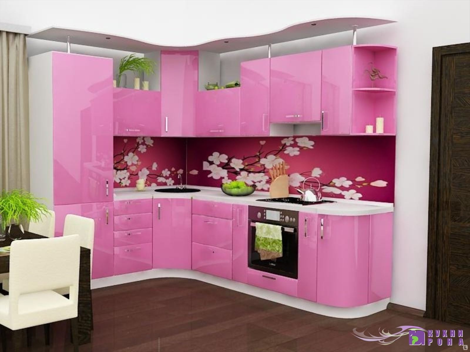 Купить кухонный комплект. Кухонные гарнитуры. Кухонный гарнитур розовый. Красивый кухонный гарнитур. Угловые кухни.