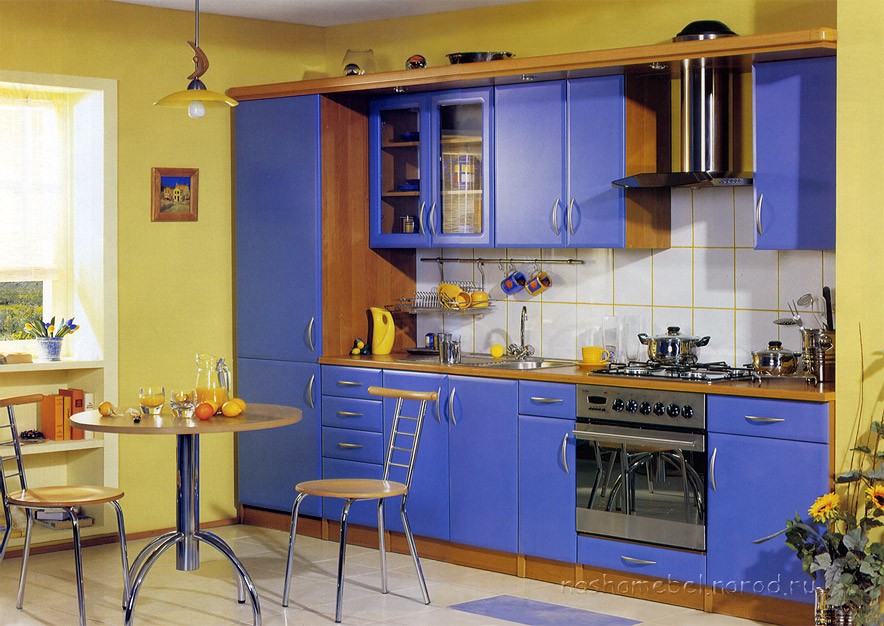 Кухня 116. Желто синяя кухня. Кухонный гарнитур сине желтый.