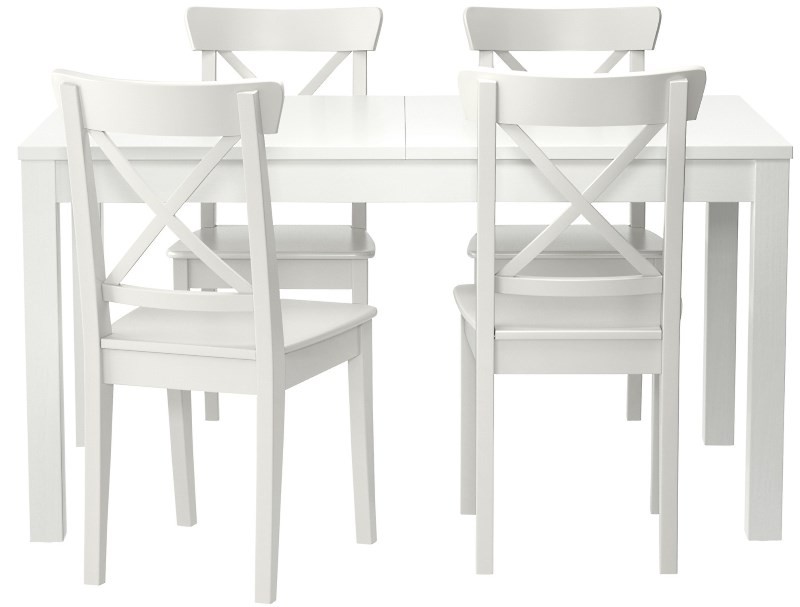 Белый комплект с деревянными стульями