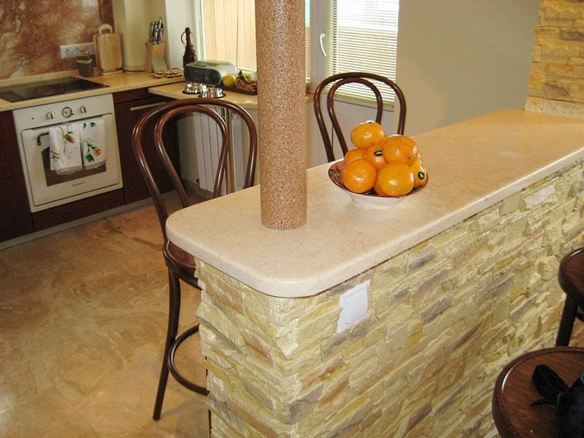 барная стойка на кухню из искусственного камня