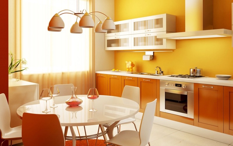 Желто-оранжевая кухня