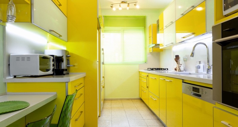Желто зеленый цвет на кухне