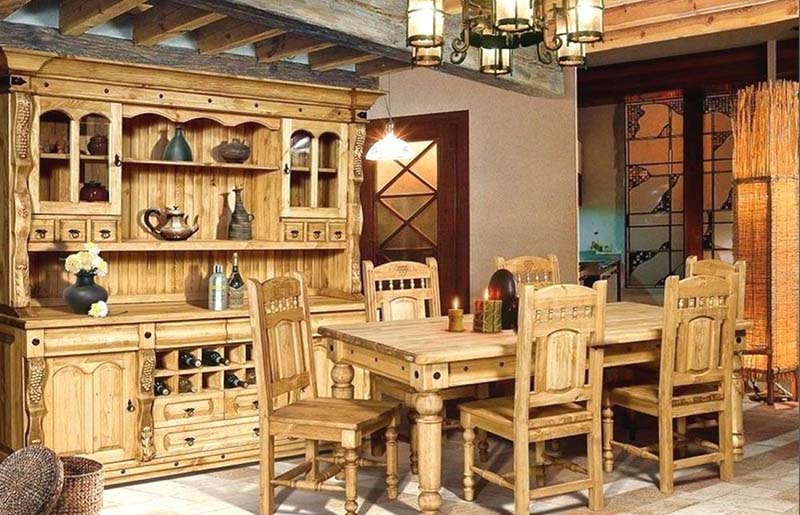 Резная мебель в старославянском стиле из светлого дерева