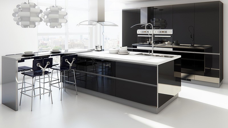 Кухня в черно-белой гамме в стиле модерн