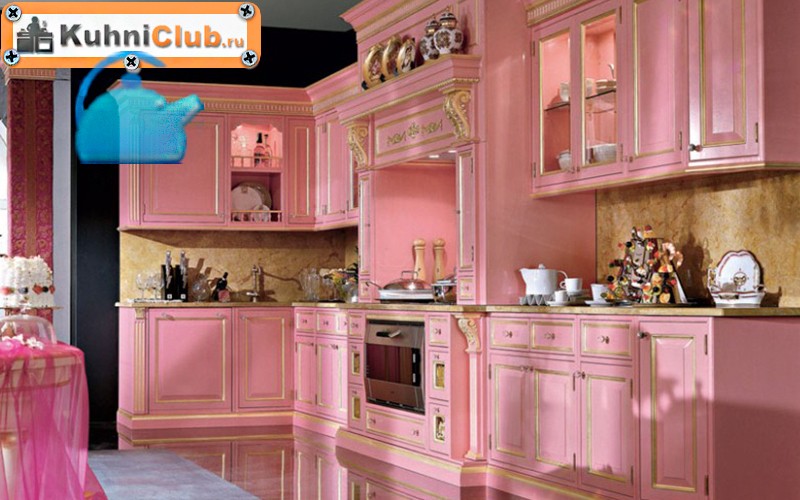 Классический-стиль-розовой-кухни 
